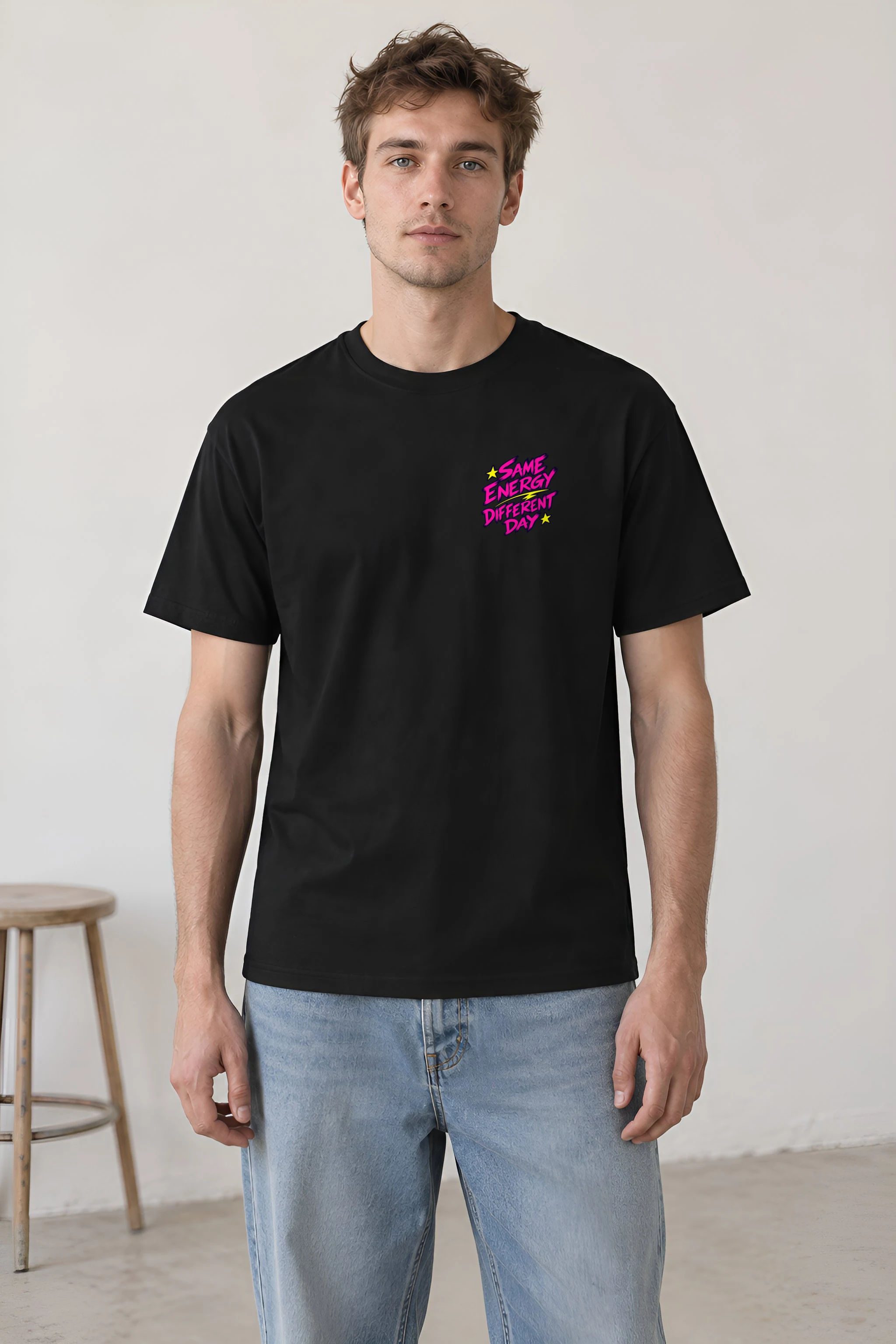 "Same Energy Different Day" Heavyweight Unisex Crewneck T-shirt