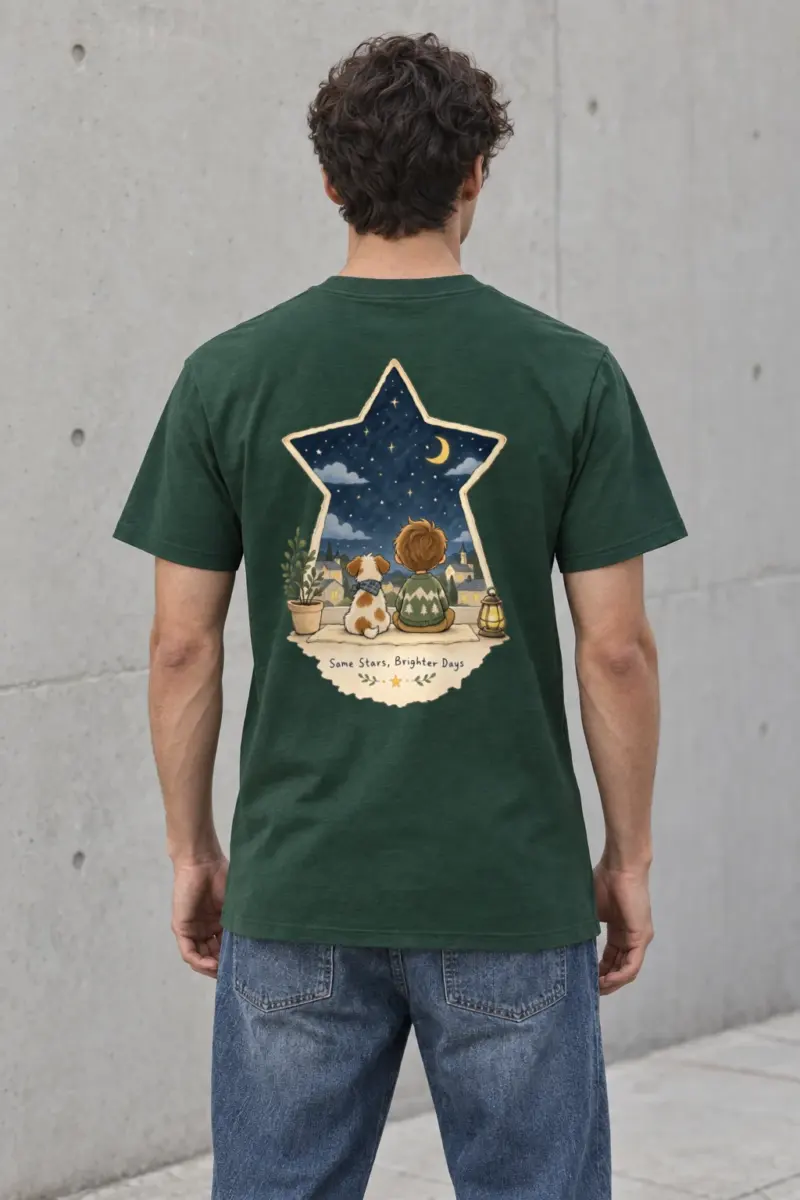 "Same Stars, Brighter Days" Heavyweight Unisex Crewneck T-shirt | Gildan 5000