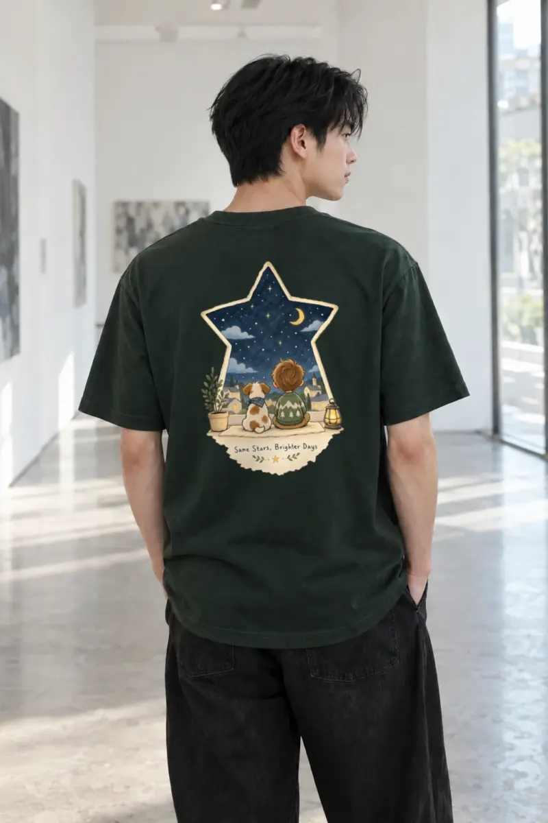 "Same Stars, Brighter Days" Heavyweight Unisex Crewneck T-shirt | Gildan 5000