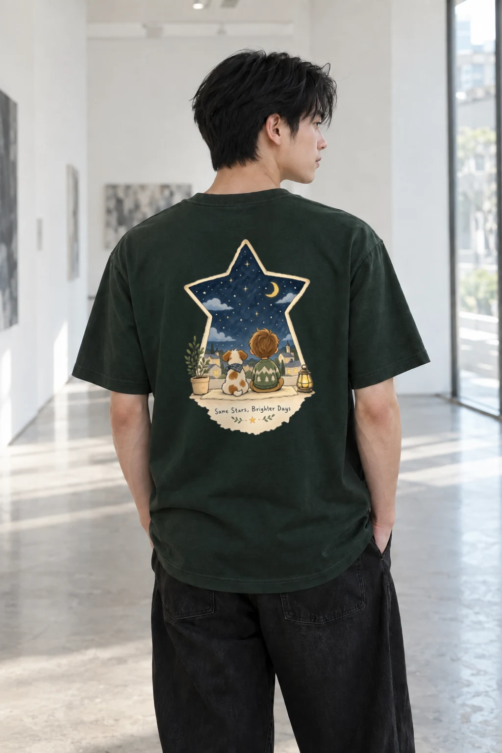 "Same Stars, Brighter Days" Heavyweight Unisex Crewneck T-shirt | Gildan 5000