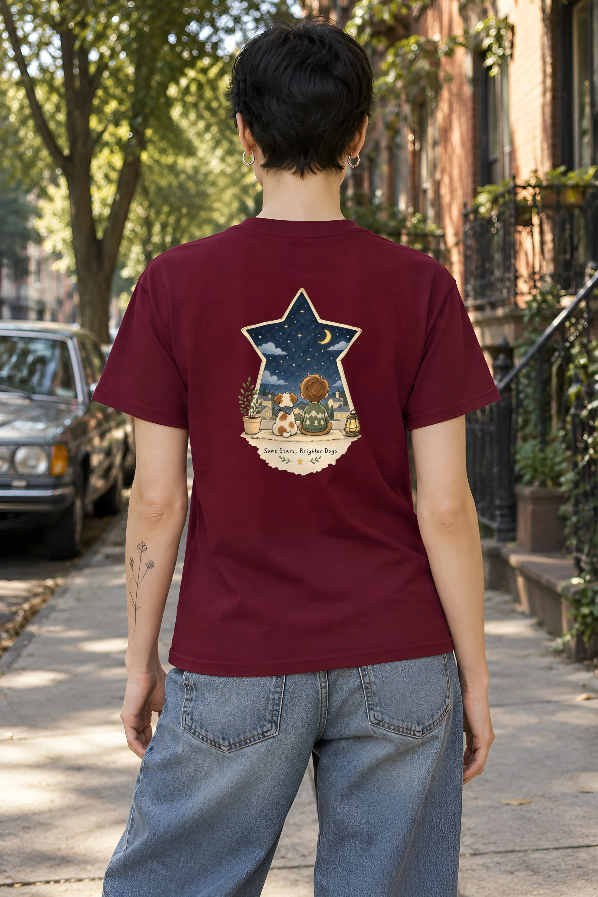 "Same Stars, Brighter Days" Heavyweight Unisex Crewneck T-shirt