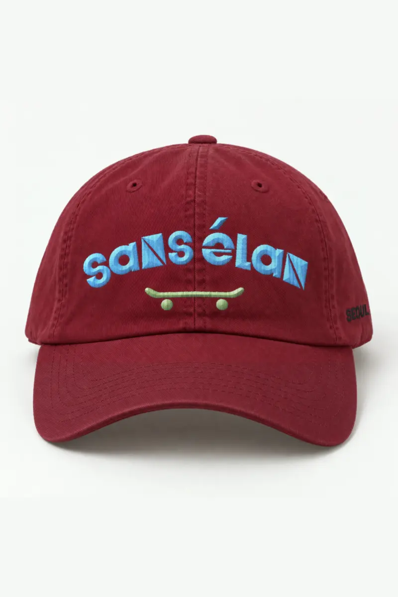 "Sans Élan Skateboard" Classic Dad Hat · Embroidered — cranberry/cap-front