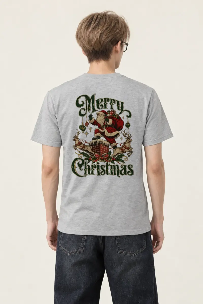 "Santa's Fireside Arrival" Heavyweight Unisex Crewneck T-shirt | Gildan 5000