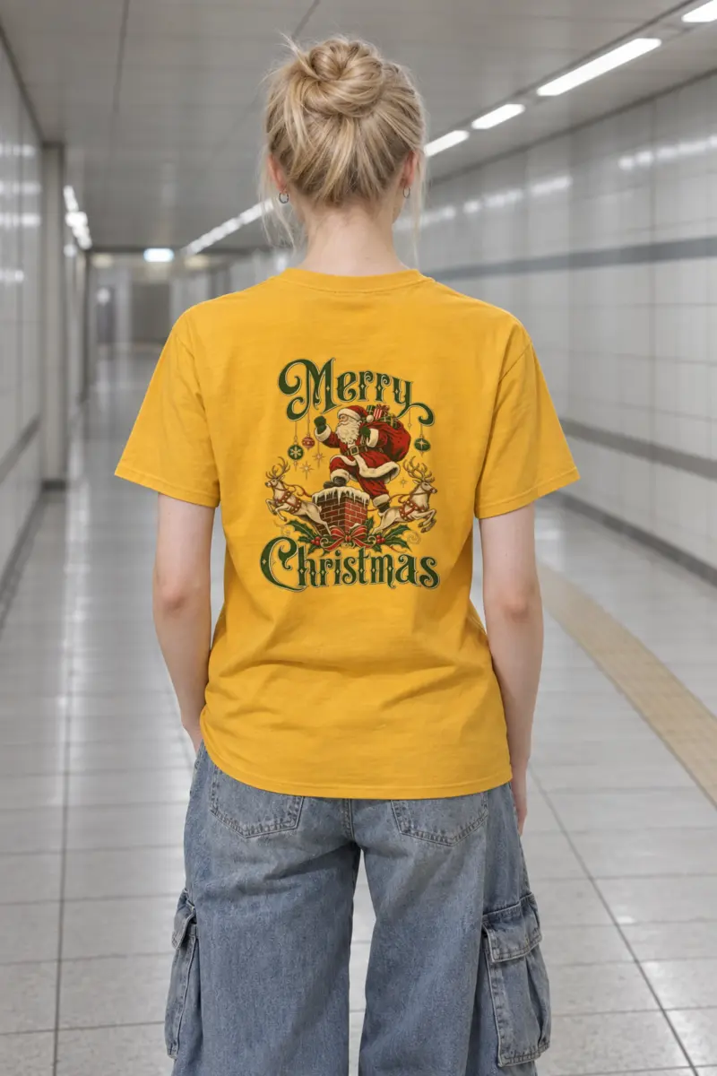 "Santa's Fireside Arrival" Heavyweight Unisex Crewneck T-shirt