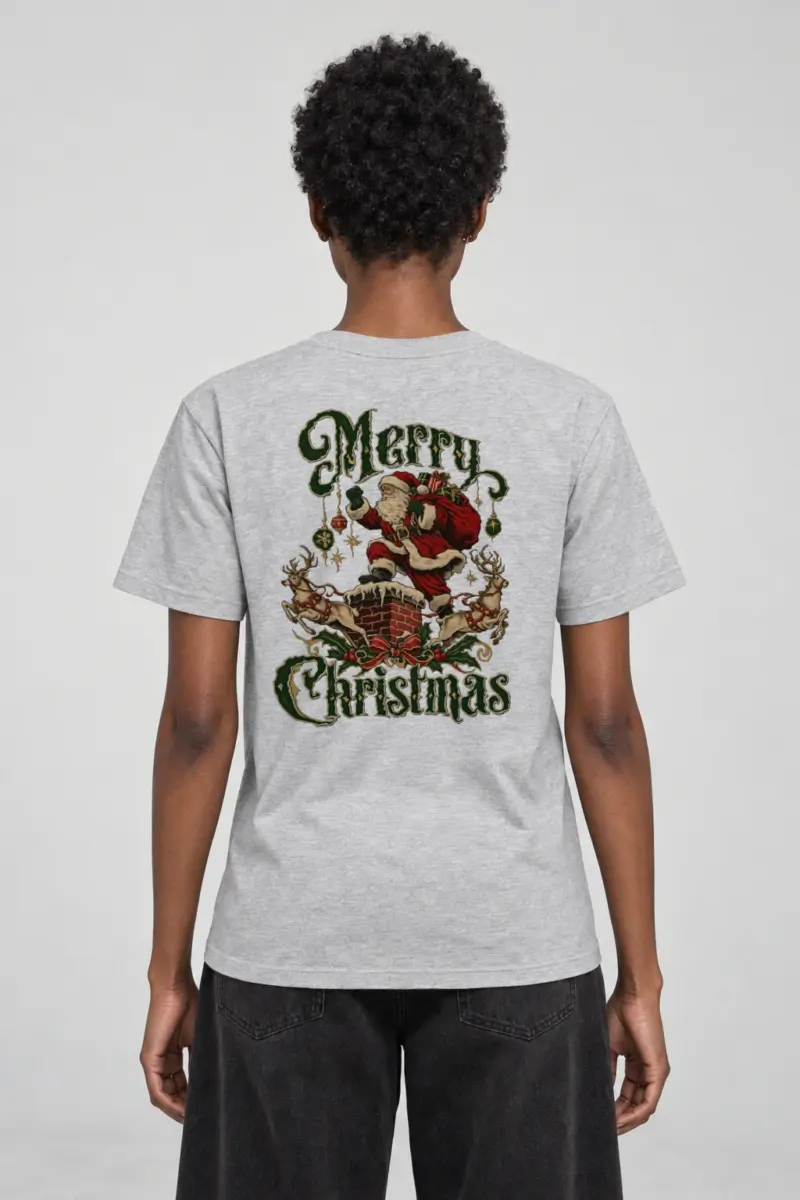 "Santa's Fireside Arrival" Heavyweight Unisex Crewneck T-shirt | Gildan 5000