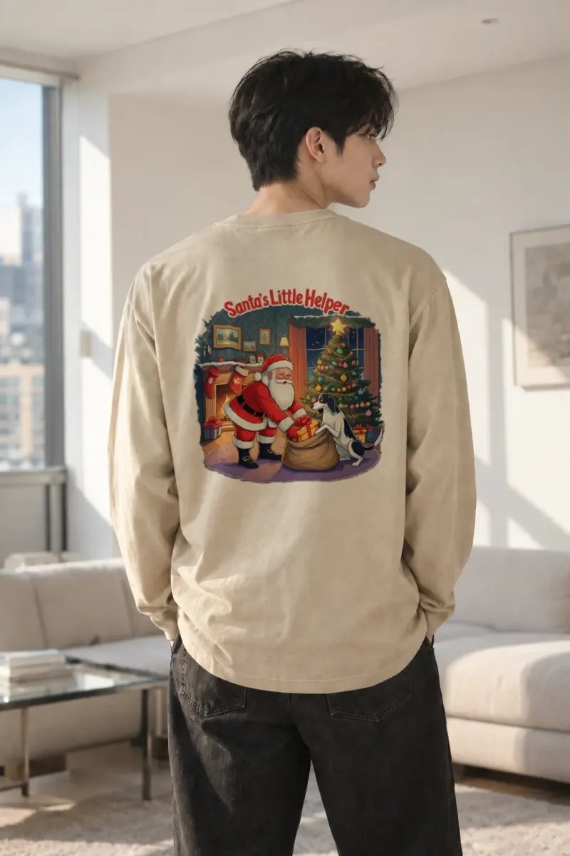 “Santa’s Little Helper” Unisex Longsleeve T-shirt | Gildan 2400