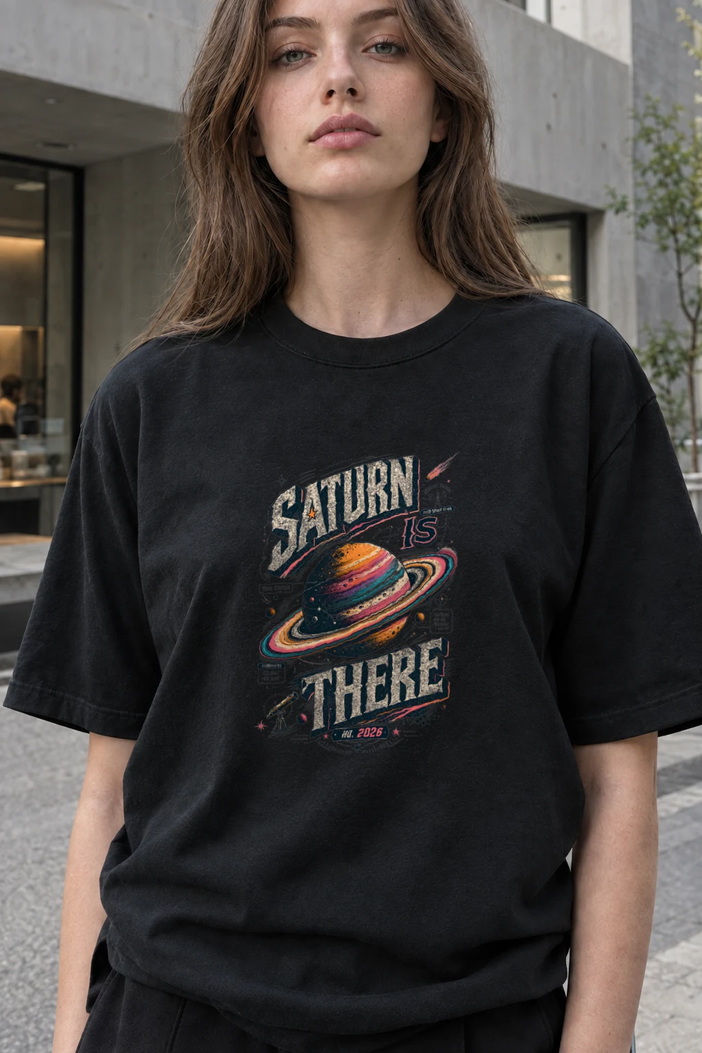 "Saturn Is There" Heavyweight Unisex Crewneck T-shirt | Gildan 5000