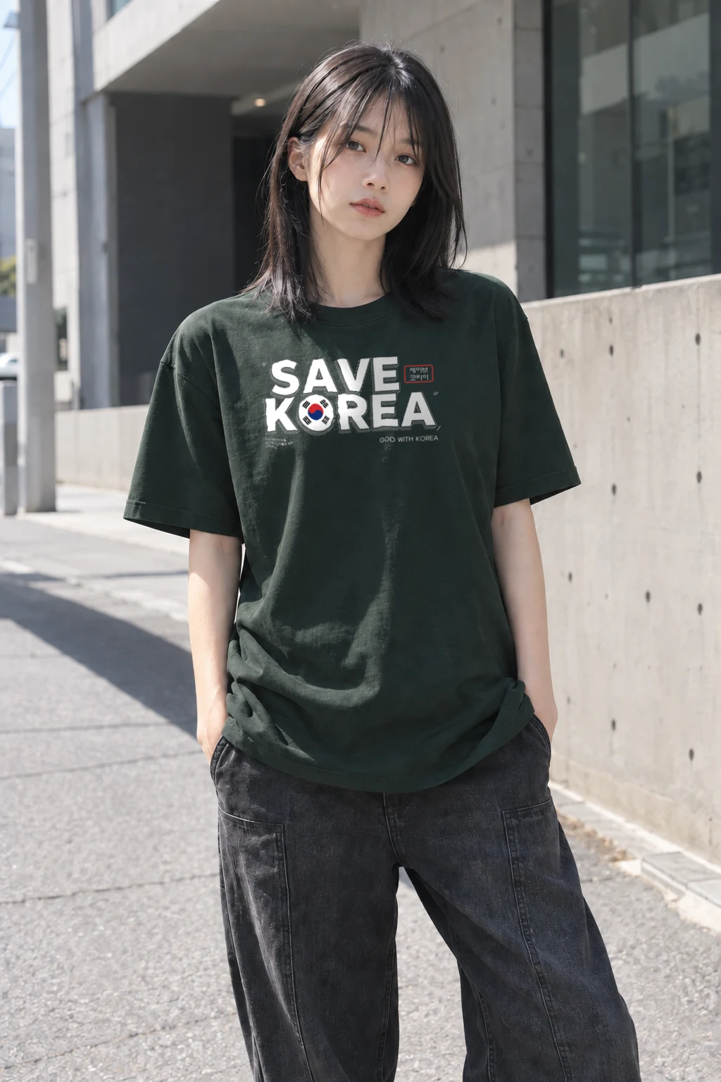 "Save Korea" Heavyweight Unisex Crewneck T-shirt | Gildan 5000