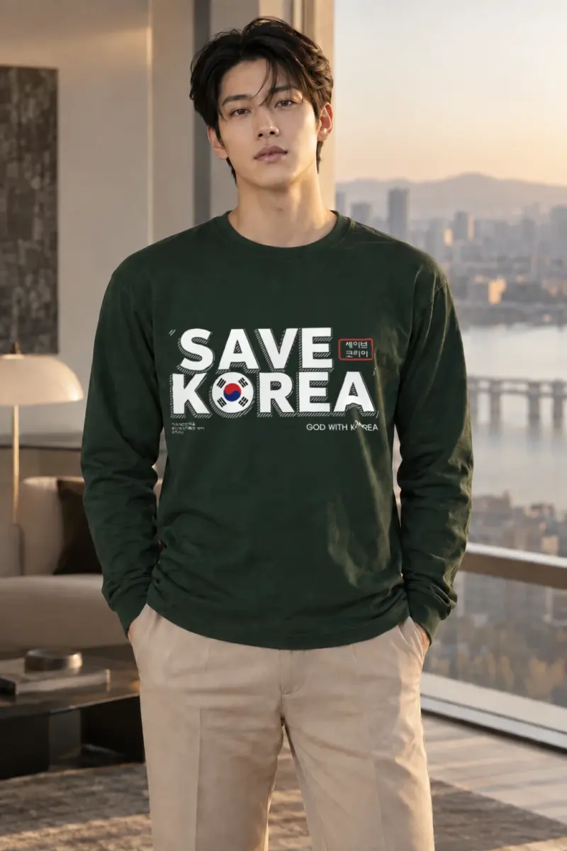 "Save Korea Outline" Unisex Longsleeve T-shirt | Gildan 2400