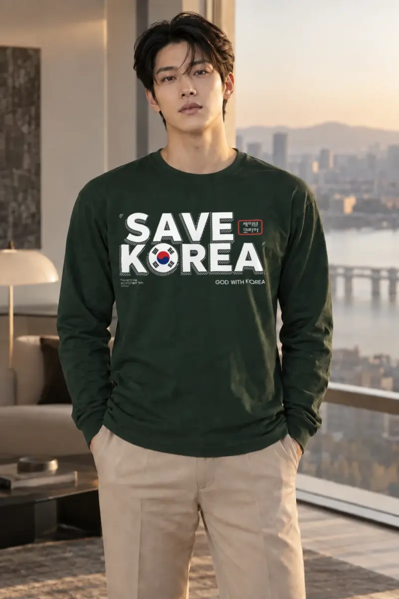"Save Korea Outline" Unisex Longsleeve T-shirt | Gildan 2400