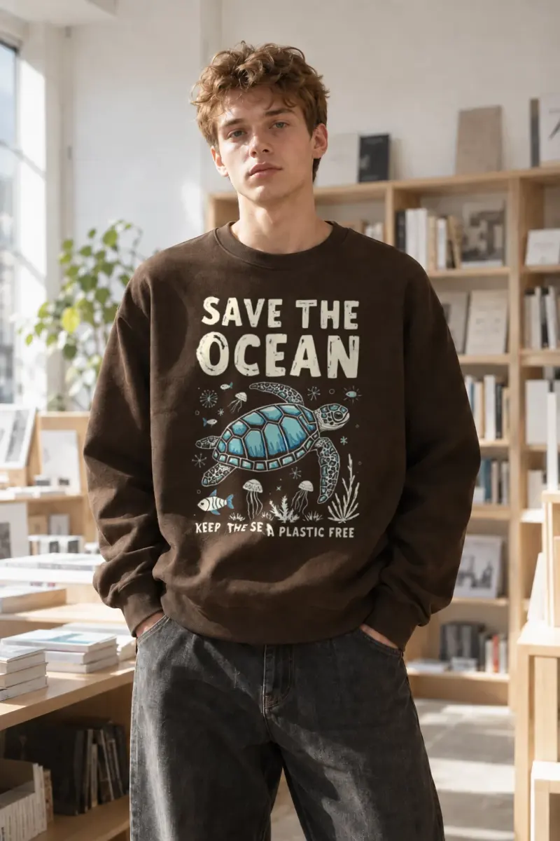 "Save The Ocean" Heavy Blend Unisex Crewneck Sweatshirt | Gildan 18000