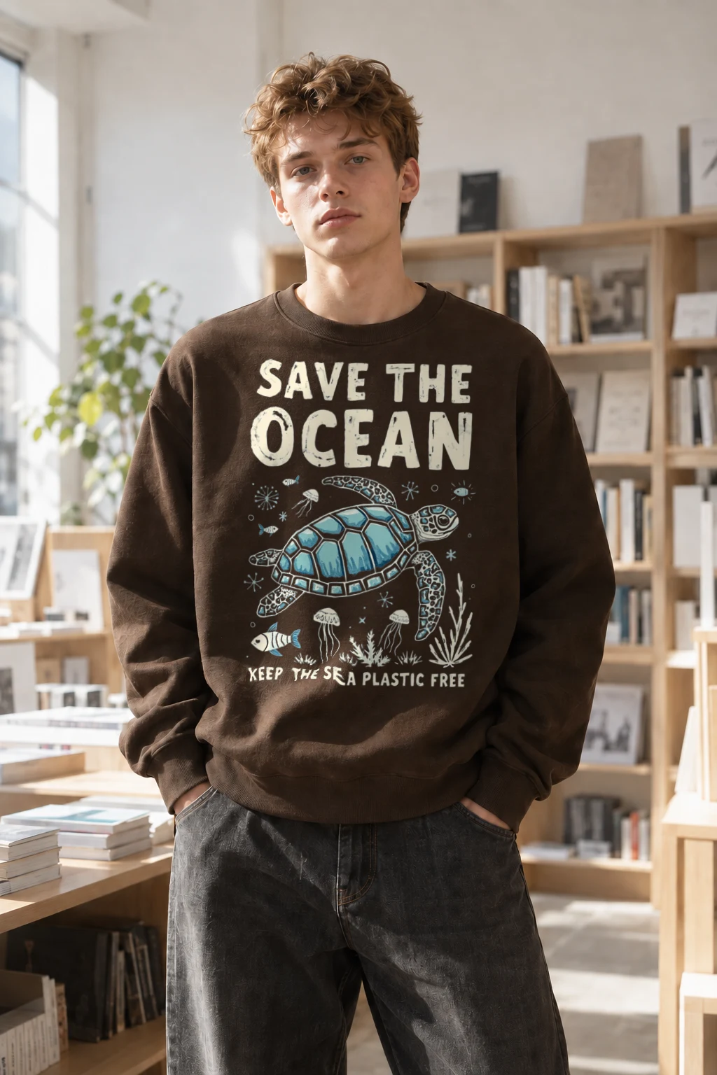 "Save the Ocean" Heavy Blend Unisex Crewneck Sweatshirt | Gildan 18000