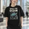 "Save The Ocean" Heavyweight Unisex Crewneck T-shirt | Gildan 5000