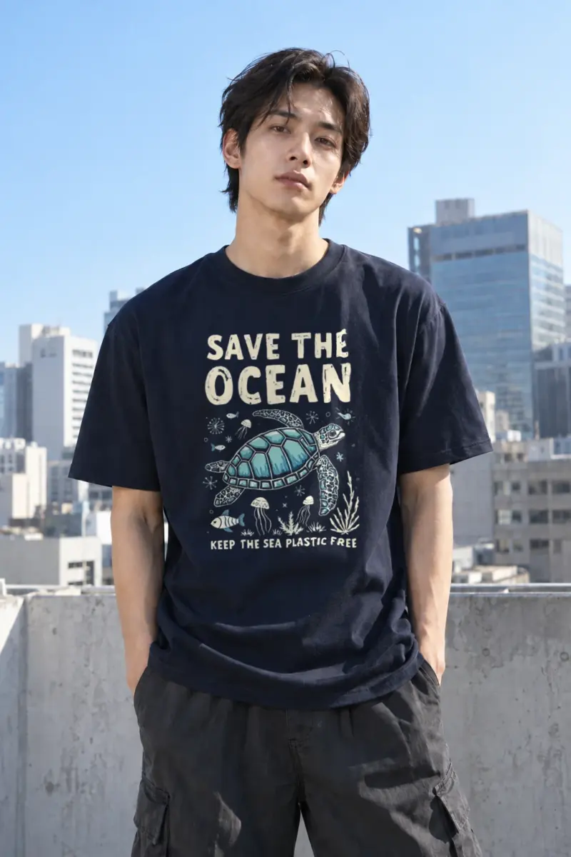 "Save The Ocean" Heavyweight Unisex Crewneck T-shirt | Gildan 5000