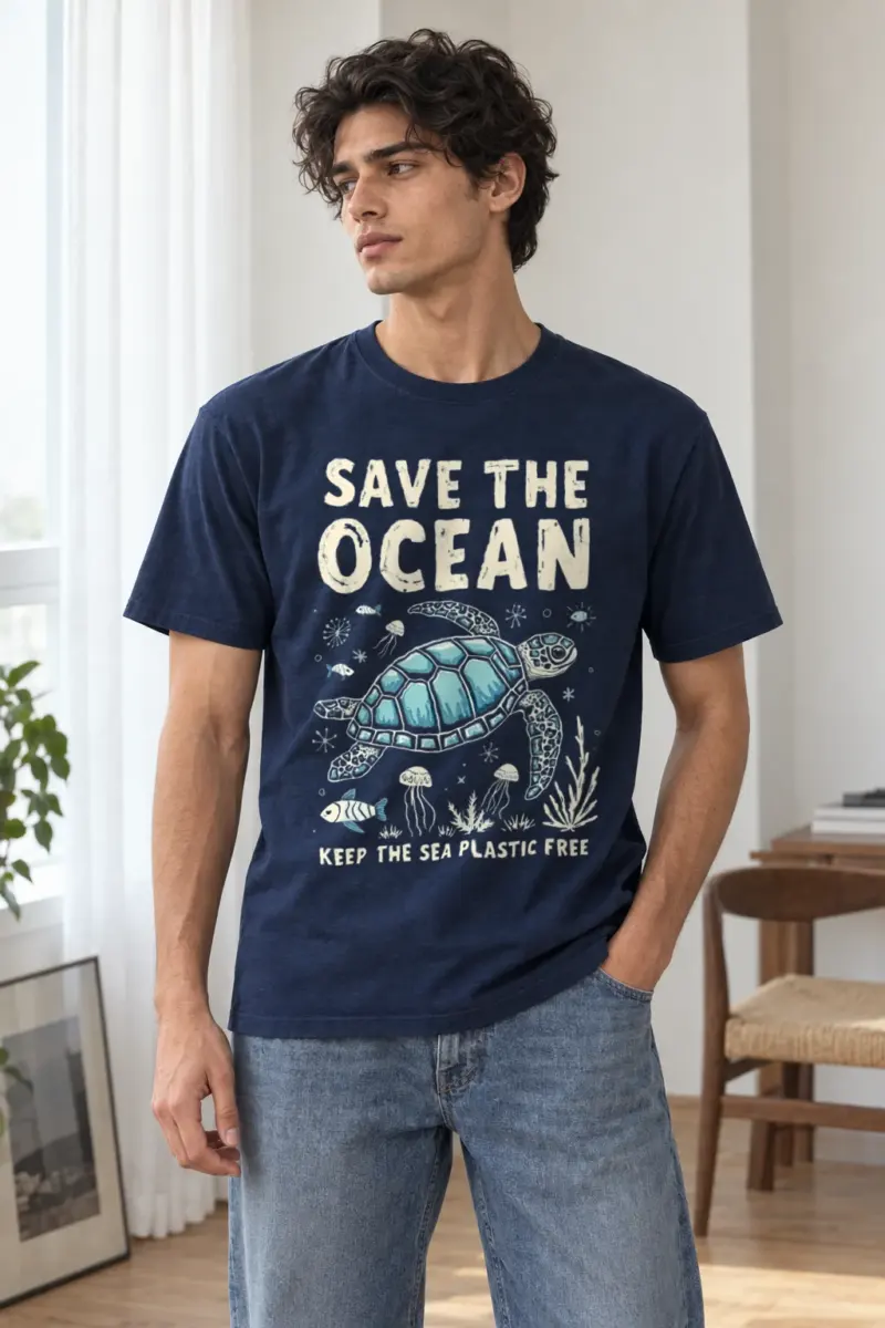 "Save The Ocean" Heavyweight Unisex Crewneck T-shirt | Gildan 5000