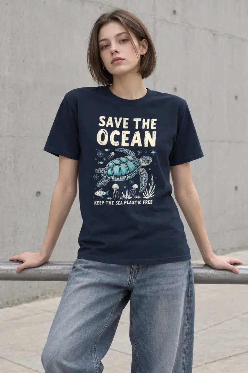"Save The Ocean" Heavyweight Unisex Crewneck T-shirt