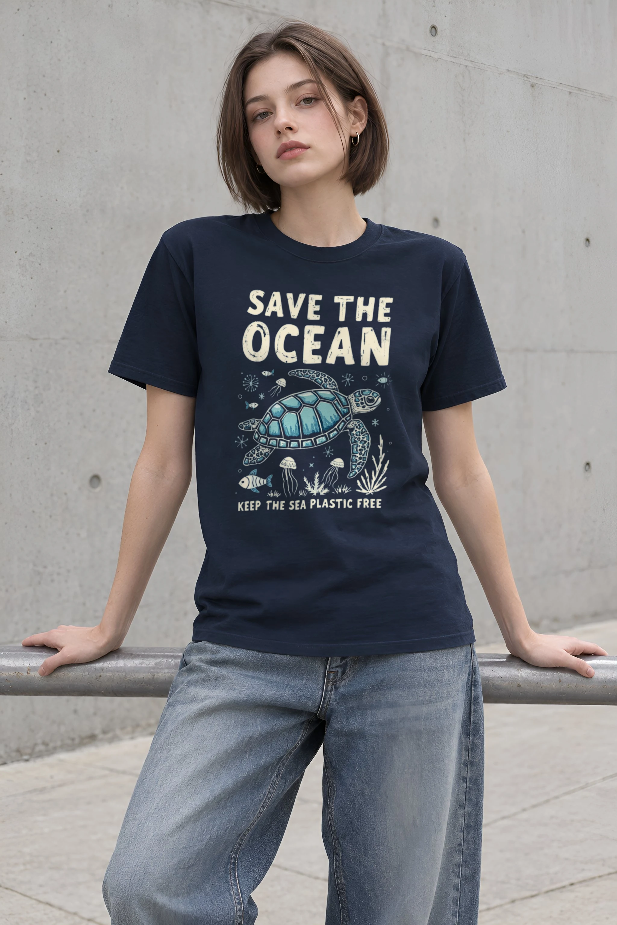 "Save The Ocean" Heavyweight Unisex Crewneck T-shirt