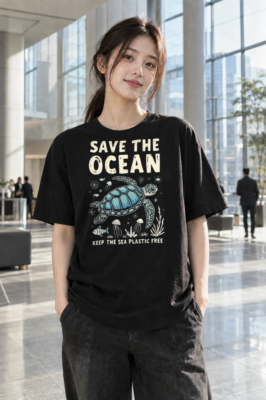 "Save The Ocean" Heavyweight Unisex Crewneck T-shirt | Gildan 5000