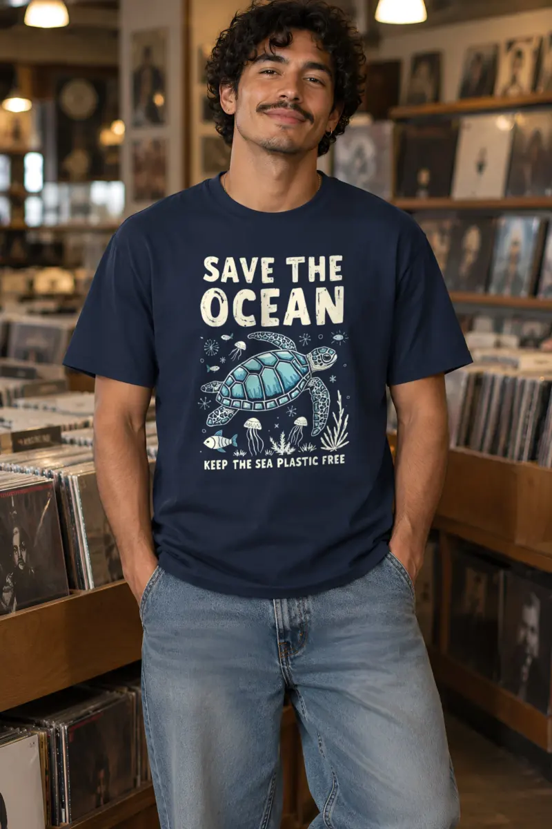 "Save The Ocean" Heavyweight Unisex Crewneck T-shirt