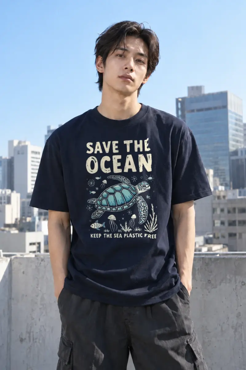 "Save The Ocean" Heavyweight Unisex Crewneck T-shirt | Gildan 5000