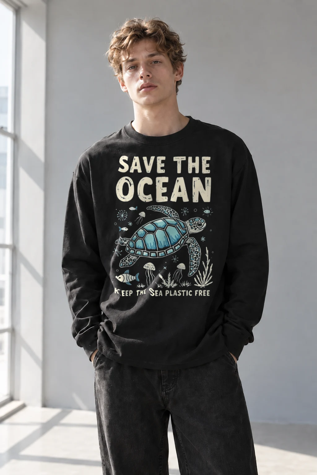 "Save The Ocean" Unisex Longsleeve T-shirt | Gildan 2400