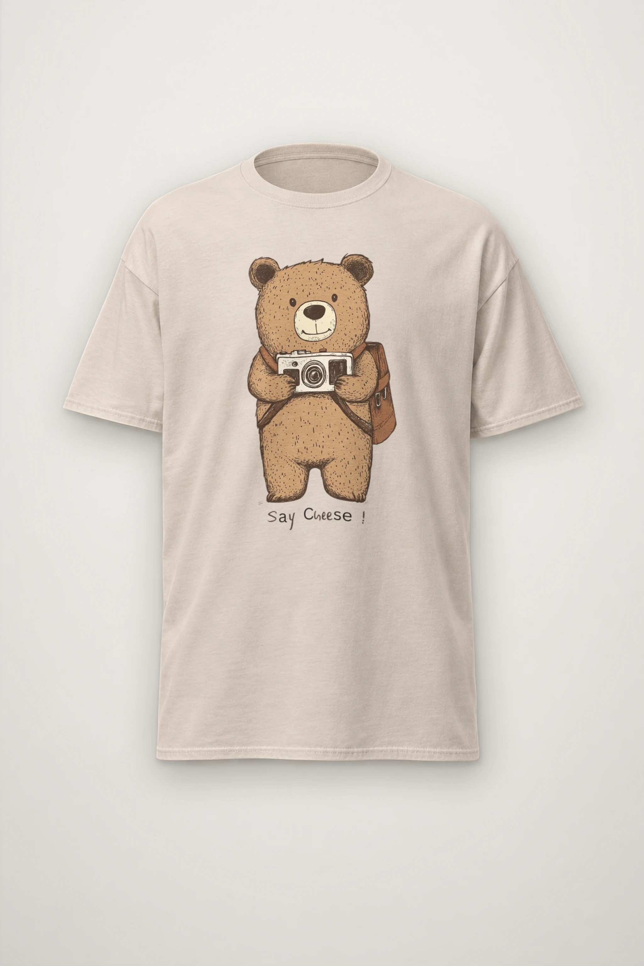 "Say Cheese Bear" Heavyweight Unisex Crewneck T-shirt