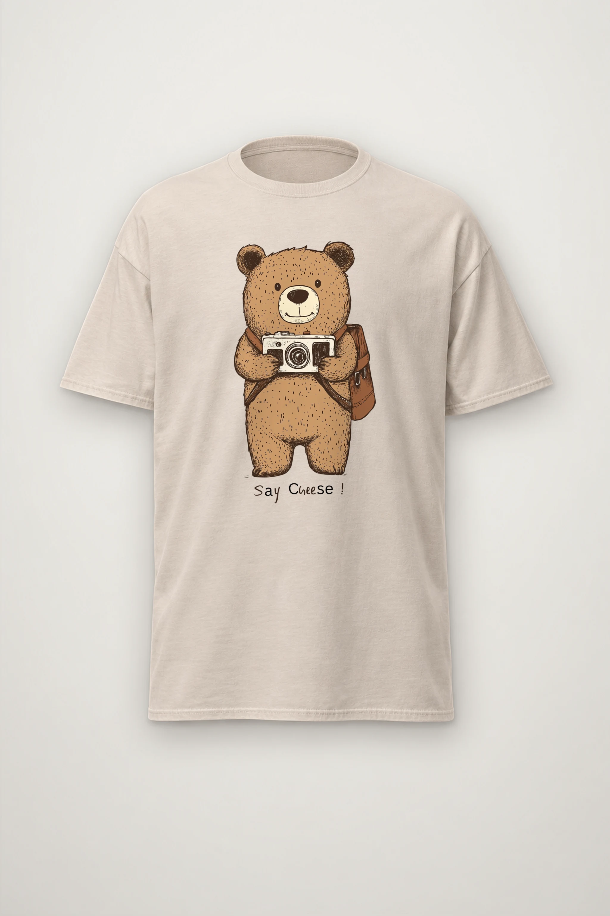 "Say Cheese Bear" Heavyweight Unisex Crewneck T-shirt