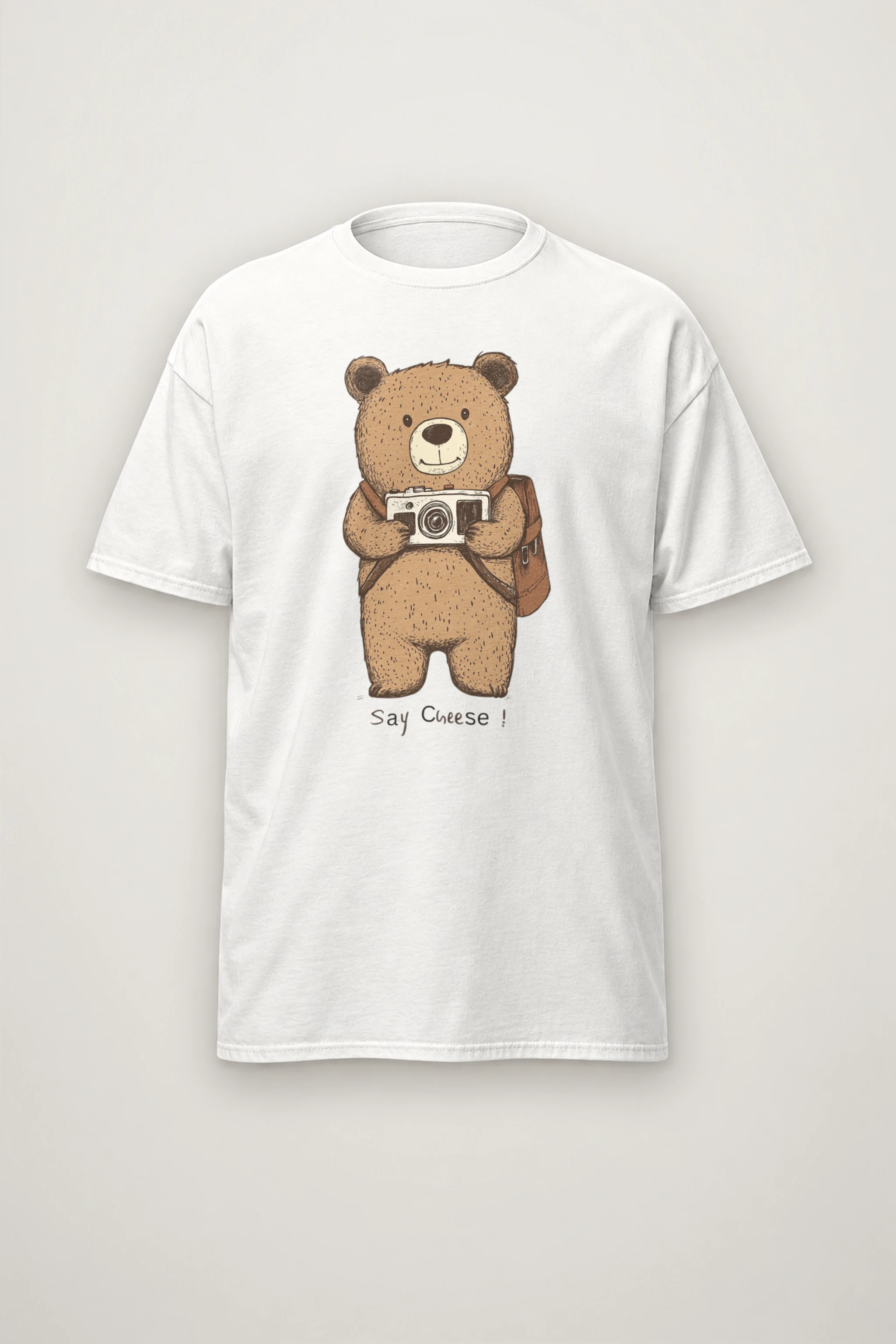 "Say Cheese Bear" Heavyweight Unisex Crewneck T-shirt