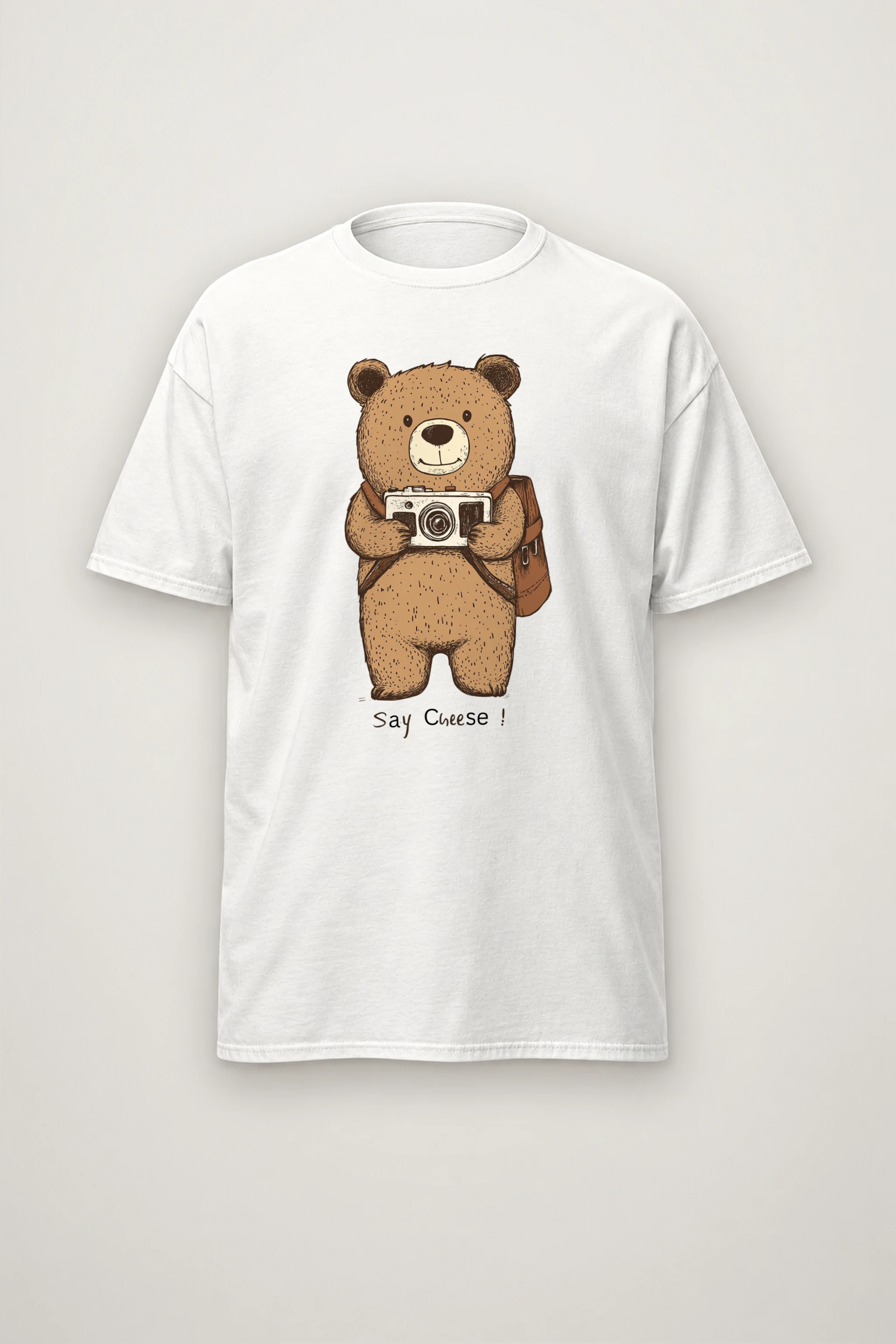 "Say Cheese Bear" Heavyweight Unisex Crewneck T-shirt