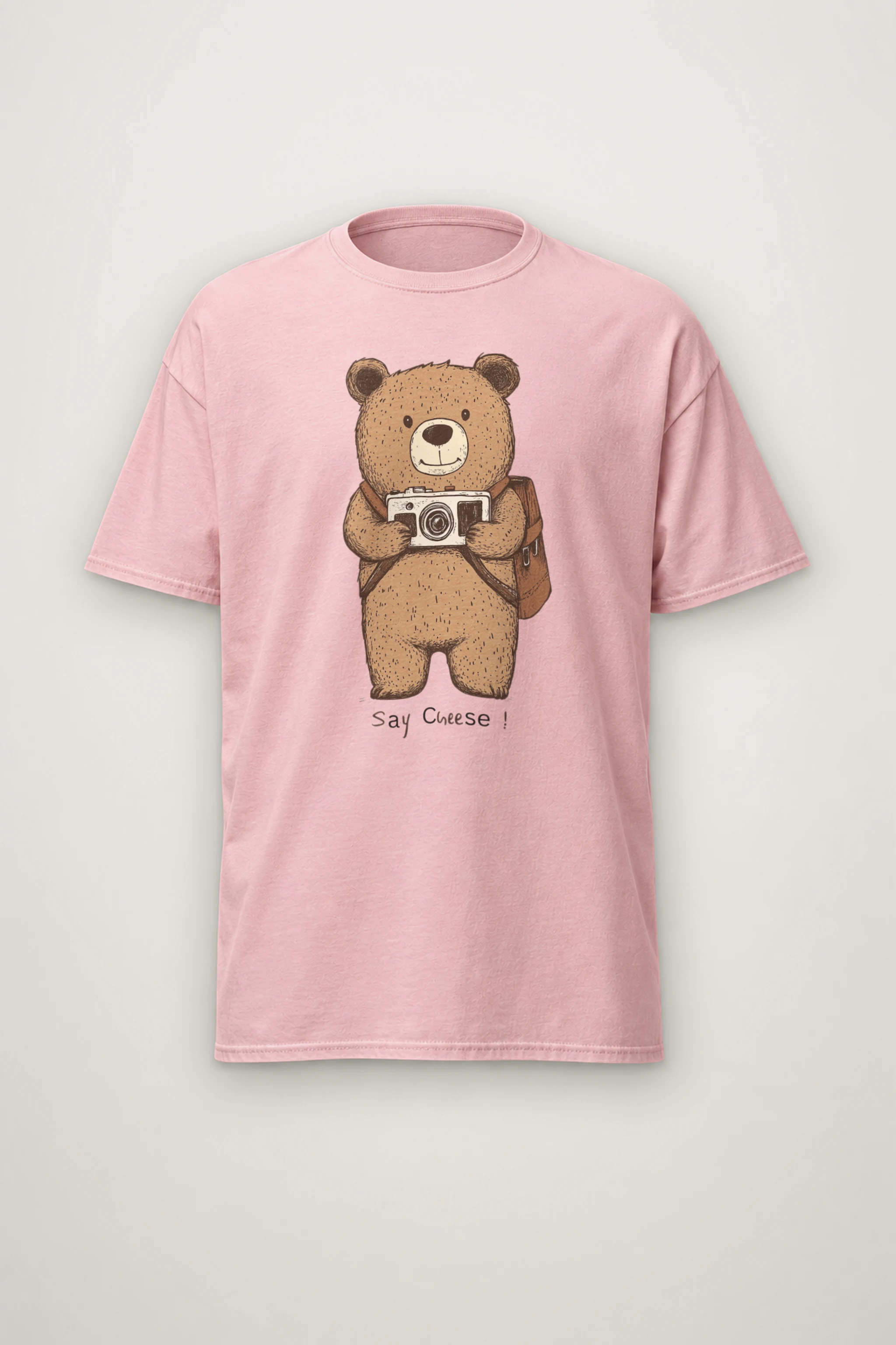 "Say Cheese Bear" Heavyweight Unisex Crewneck T-shirt