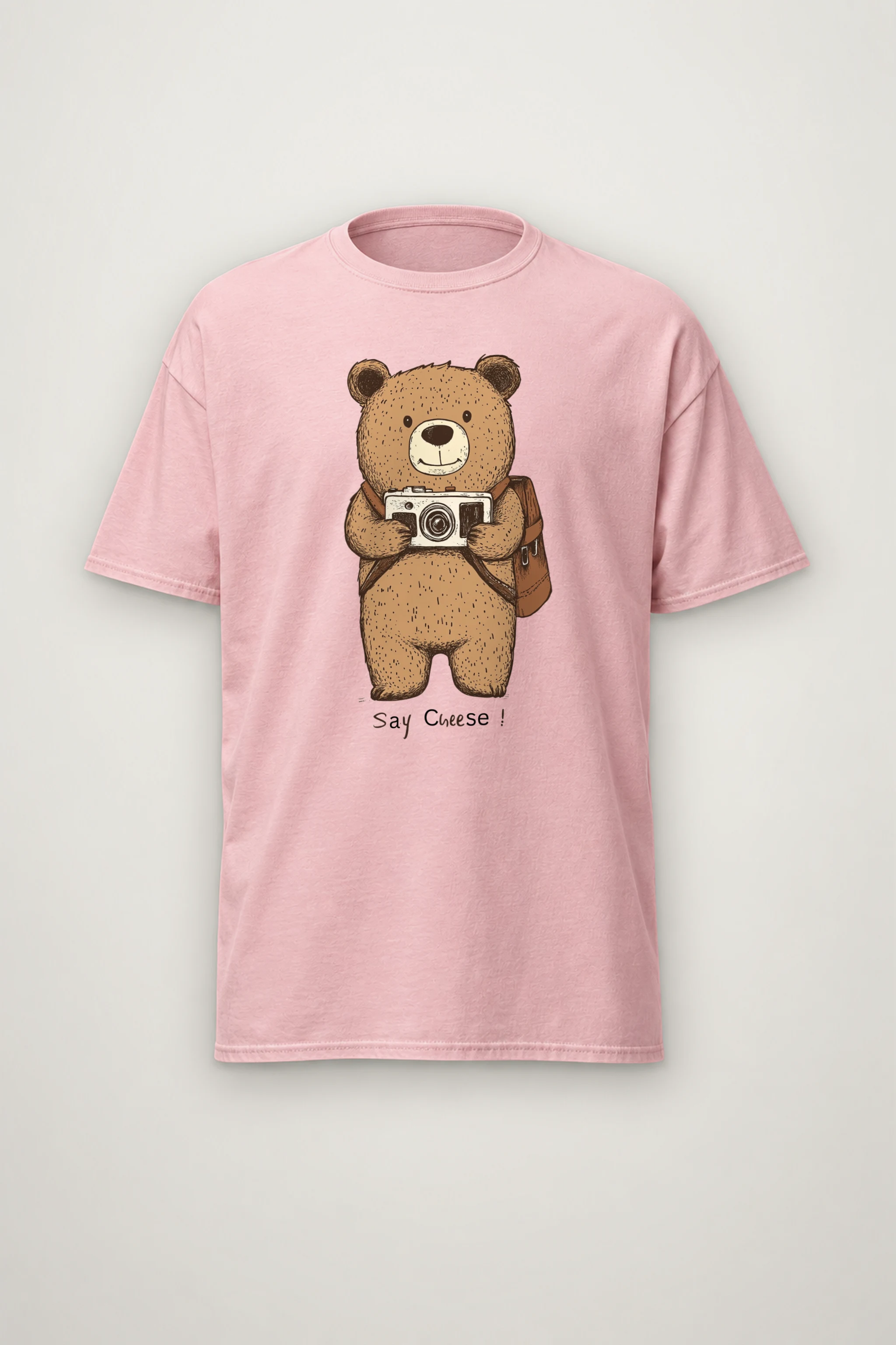 "Say Cheese Bear" Heavyweight Unisex Crewneck T-shirt