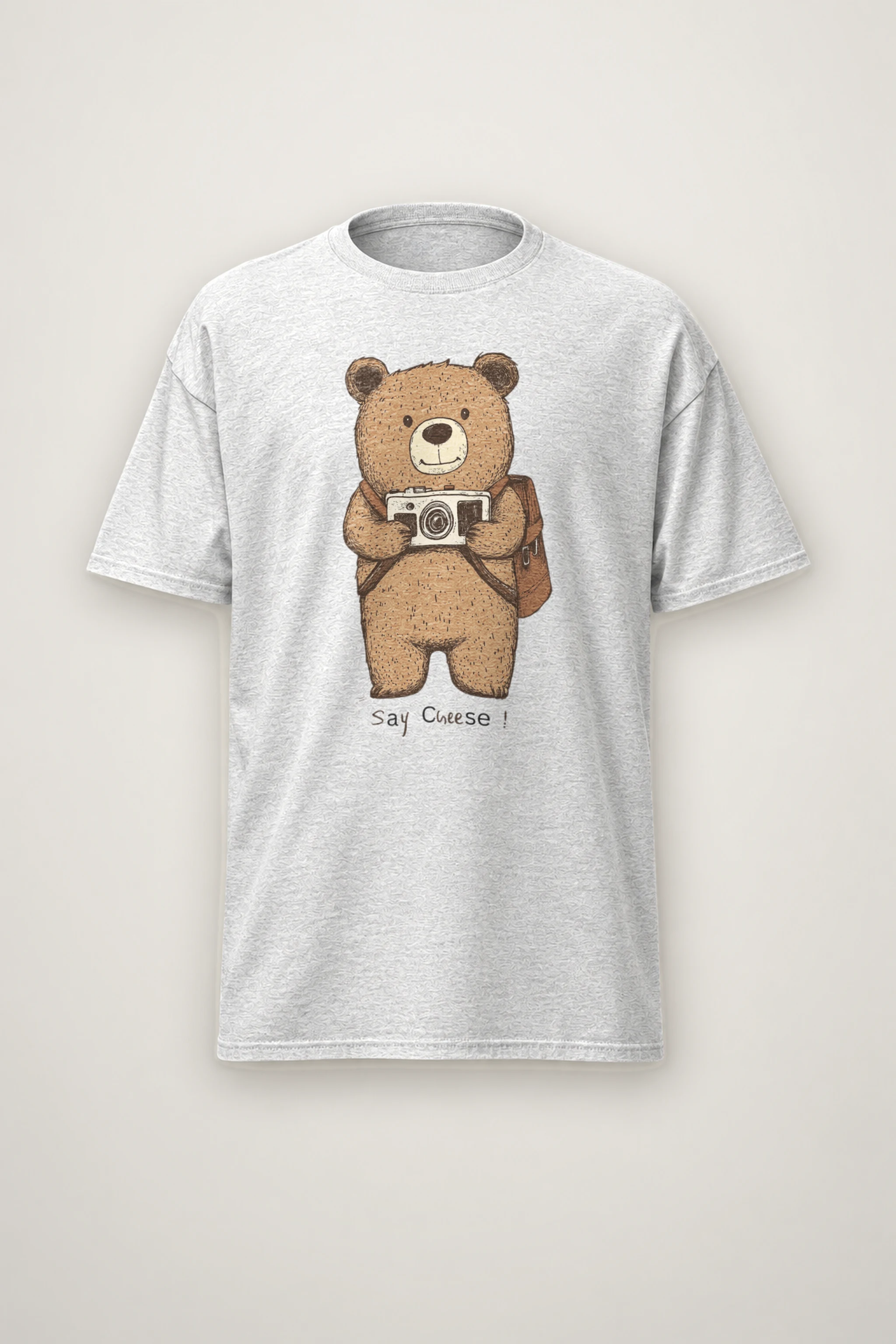 "Say Cheese Bear" Heavyweight Unisex Crewneck T-shirt