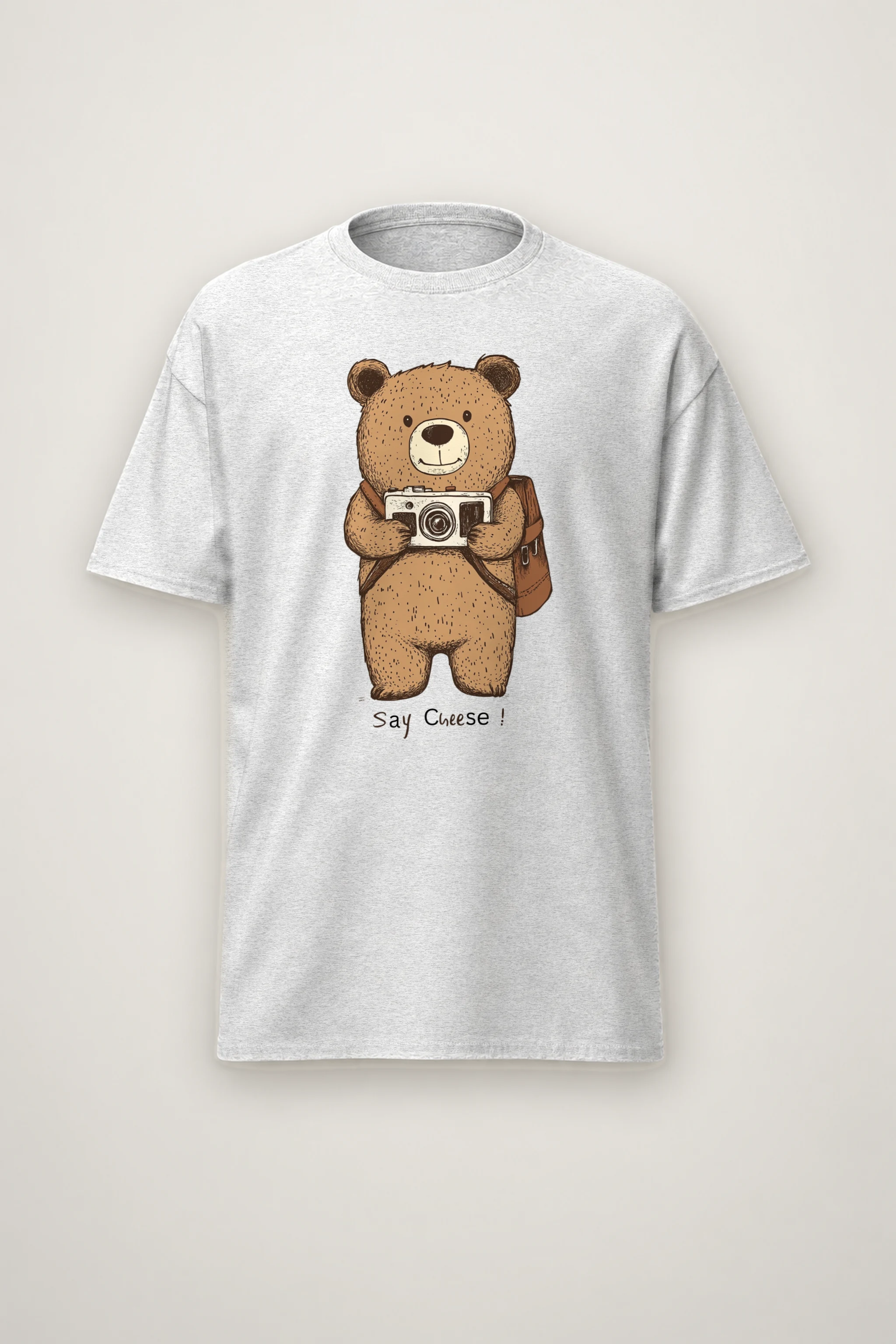 "Say Cheese Bear" Heavyweight Unisex Crewneck T-shirt