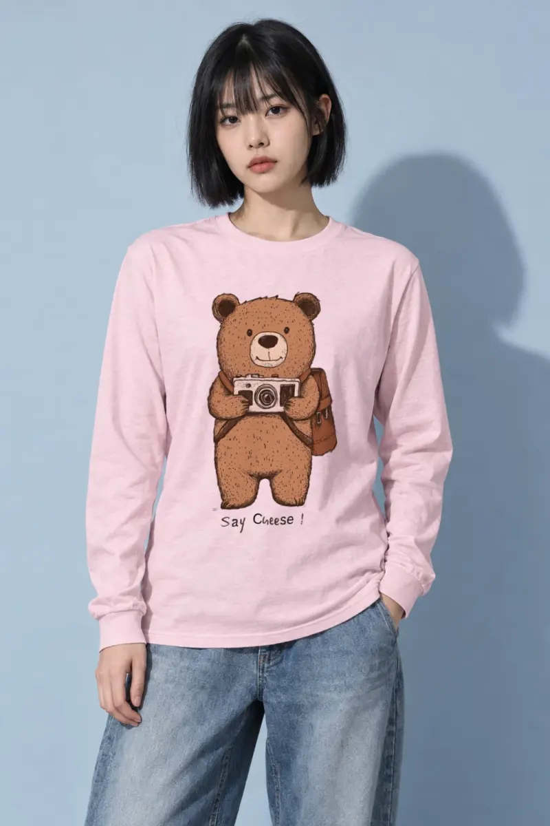 "Say Cheese Bear" Unisex Longsleeve T-shirt | Gildan 2400