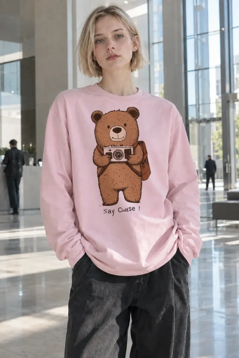 “Say Cheese Bear” Unisex Longsleeve T-shirt | Gildan 2400