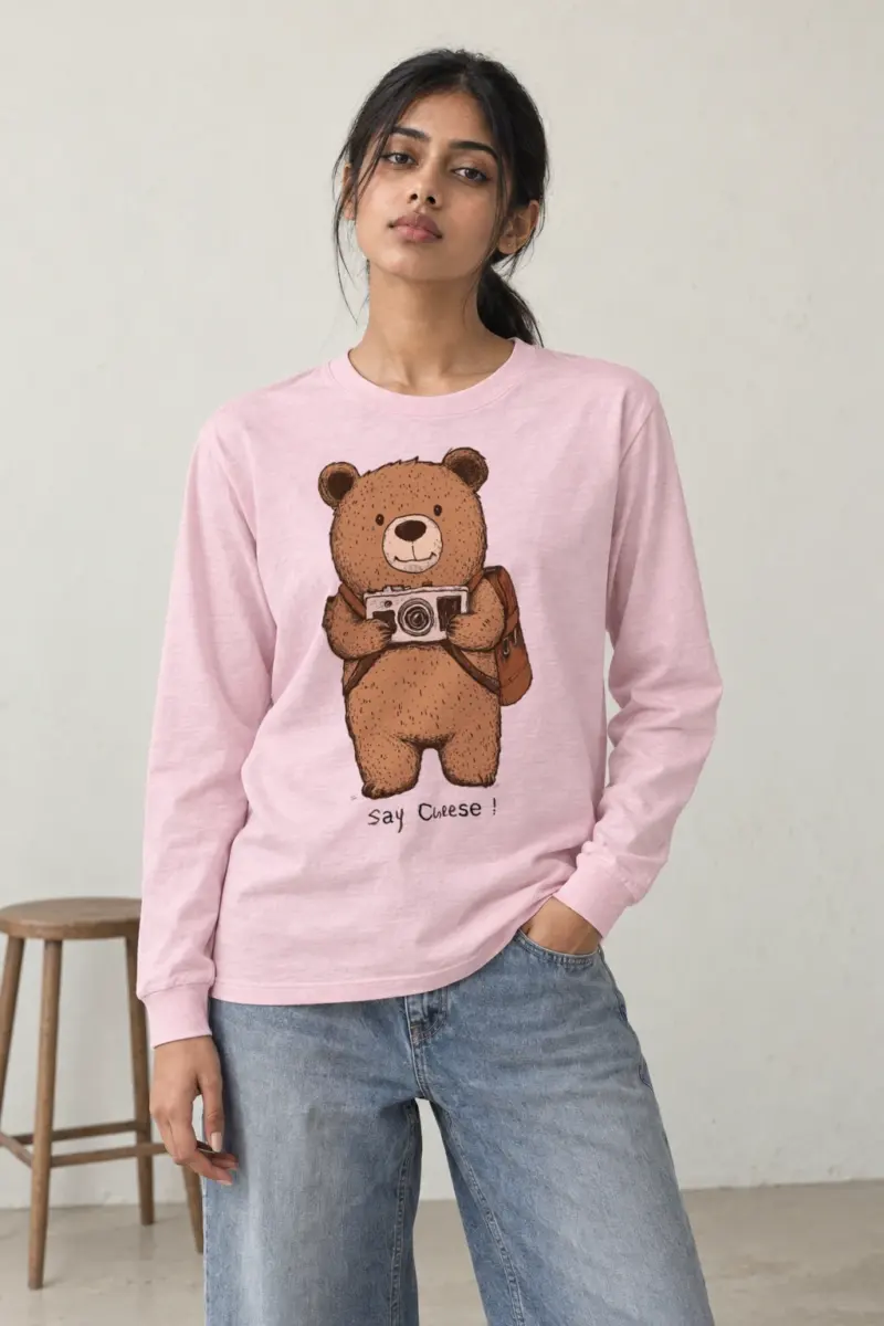 "Say Cheese Bear" Unisex Longsleeve T-shirt | Gildan 2400