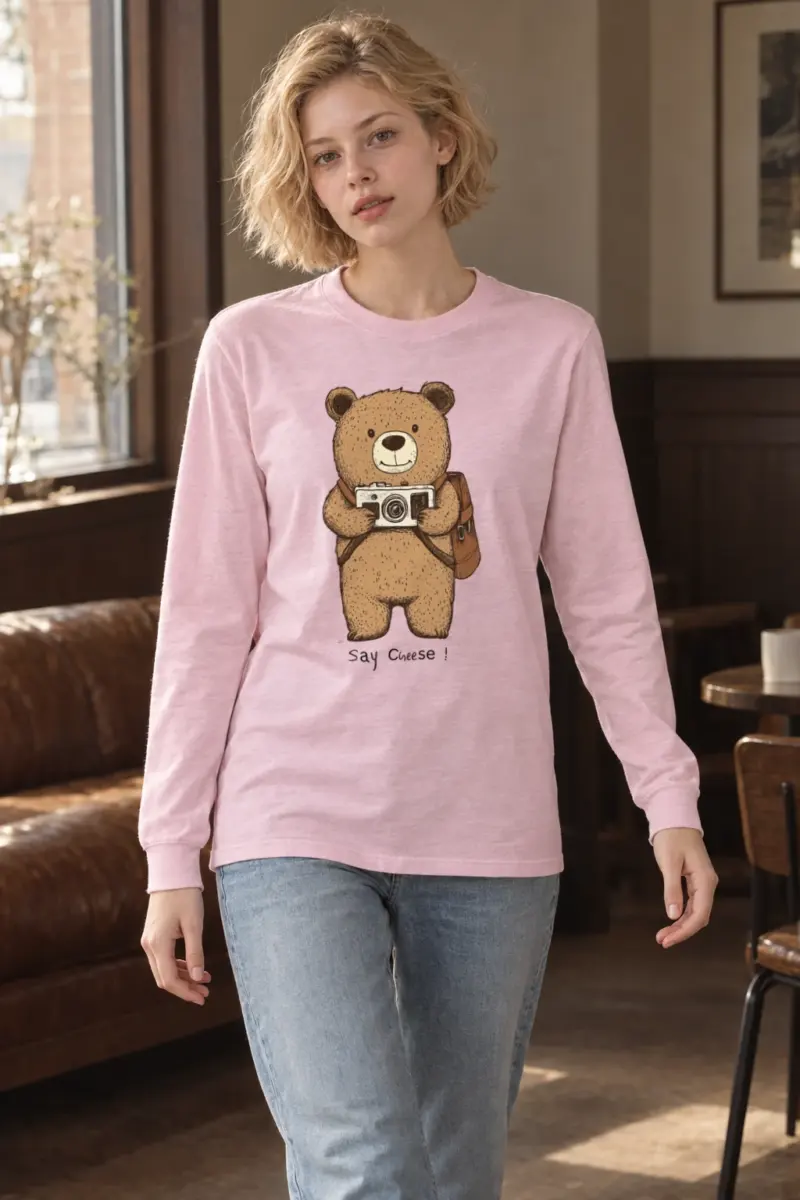"Say Cheese Bear" Unisex Longsleeve T-shirt