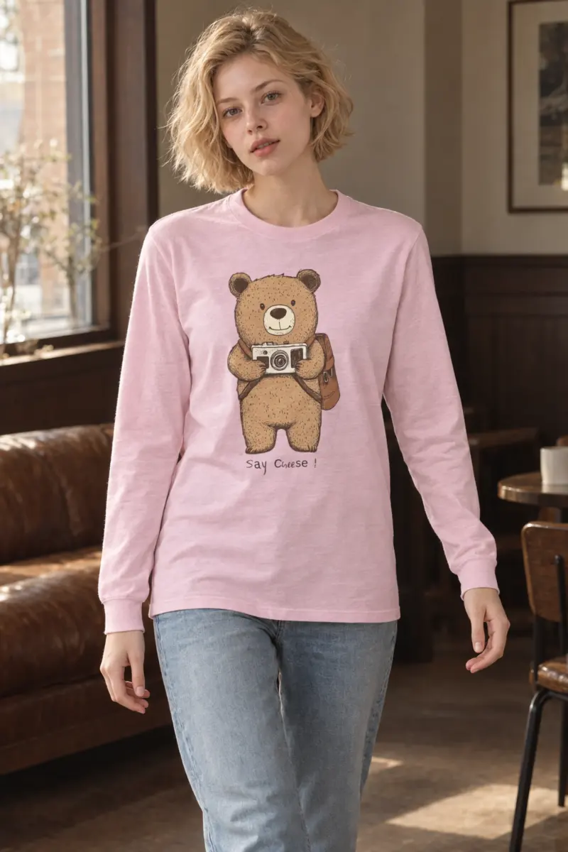 "Say Cheese Bear" Unisex Longsleeve T-shirt