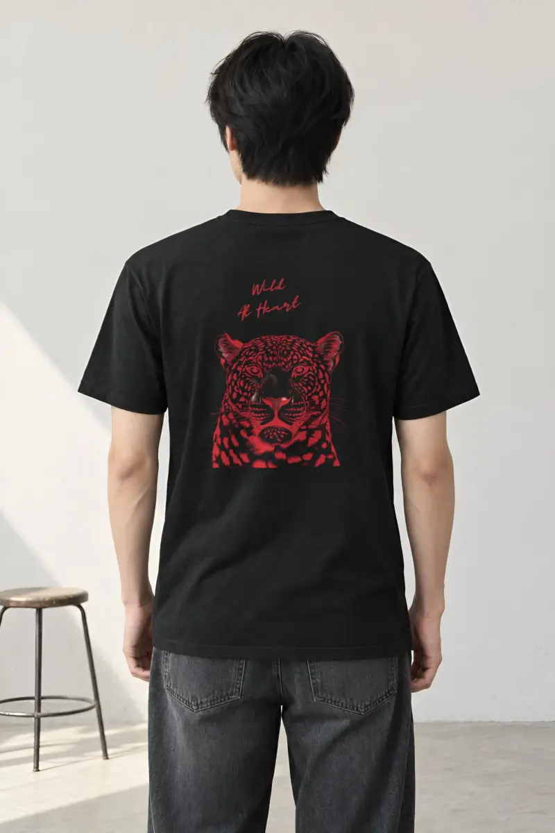 "Scarlet Leopard" Heavyweight Unisex Crewneck T-shirt