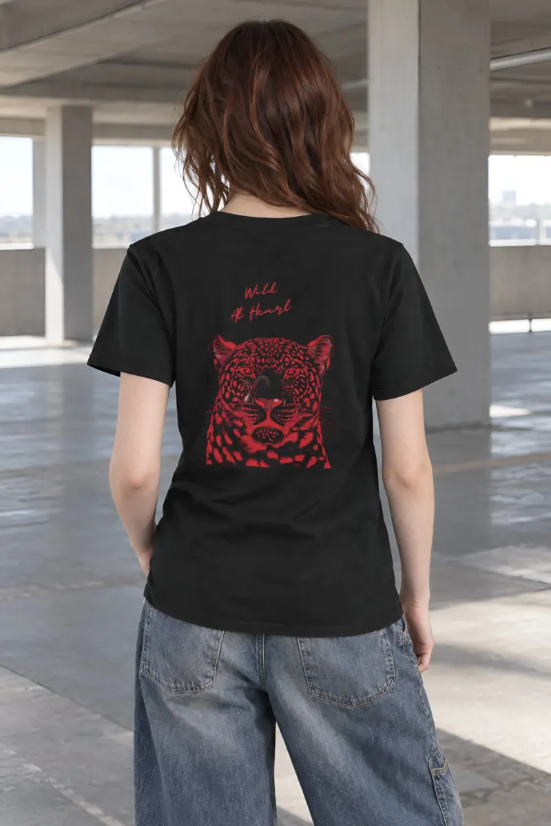 "Scarlet Leopard" Heavyweight Unisex Crewneck T-shirt