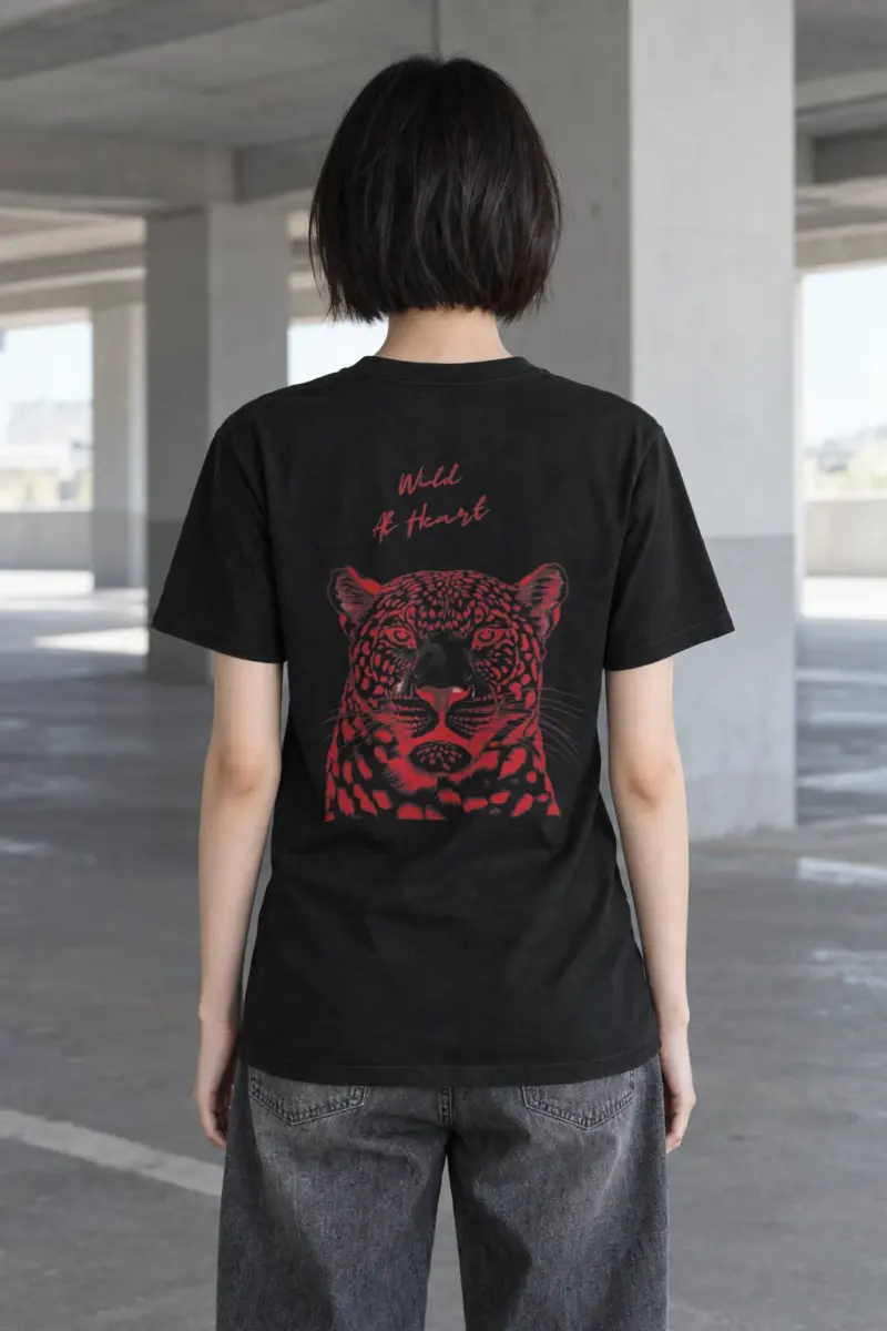 "Scarlet Leopard" Heavyweight Unisex Crewneck T-shirt