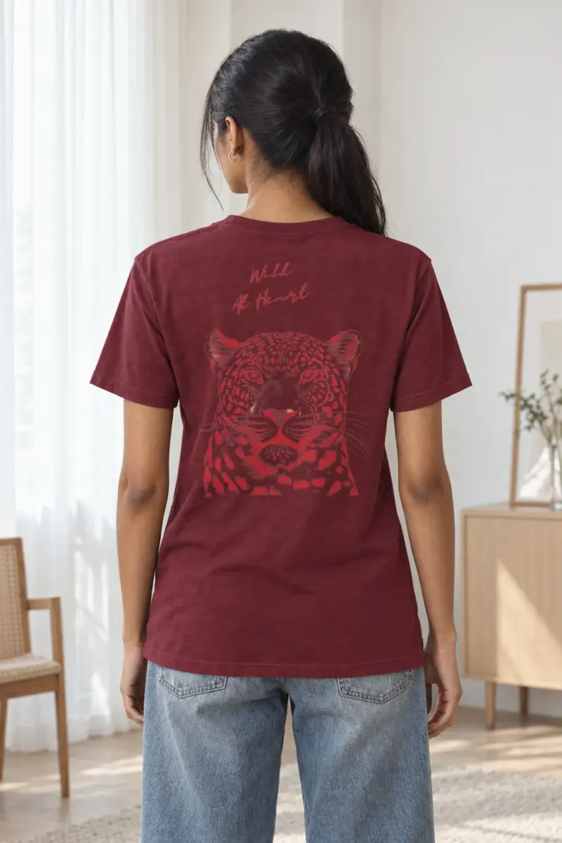 "Scarlet Leopard" Heavyweight Unisex Crewneck T-shirt | Gildan 5000