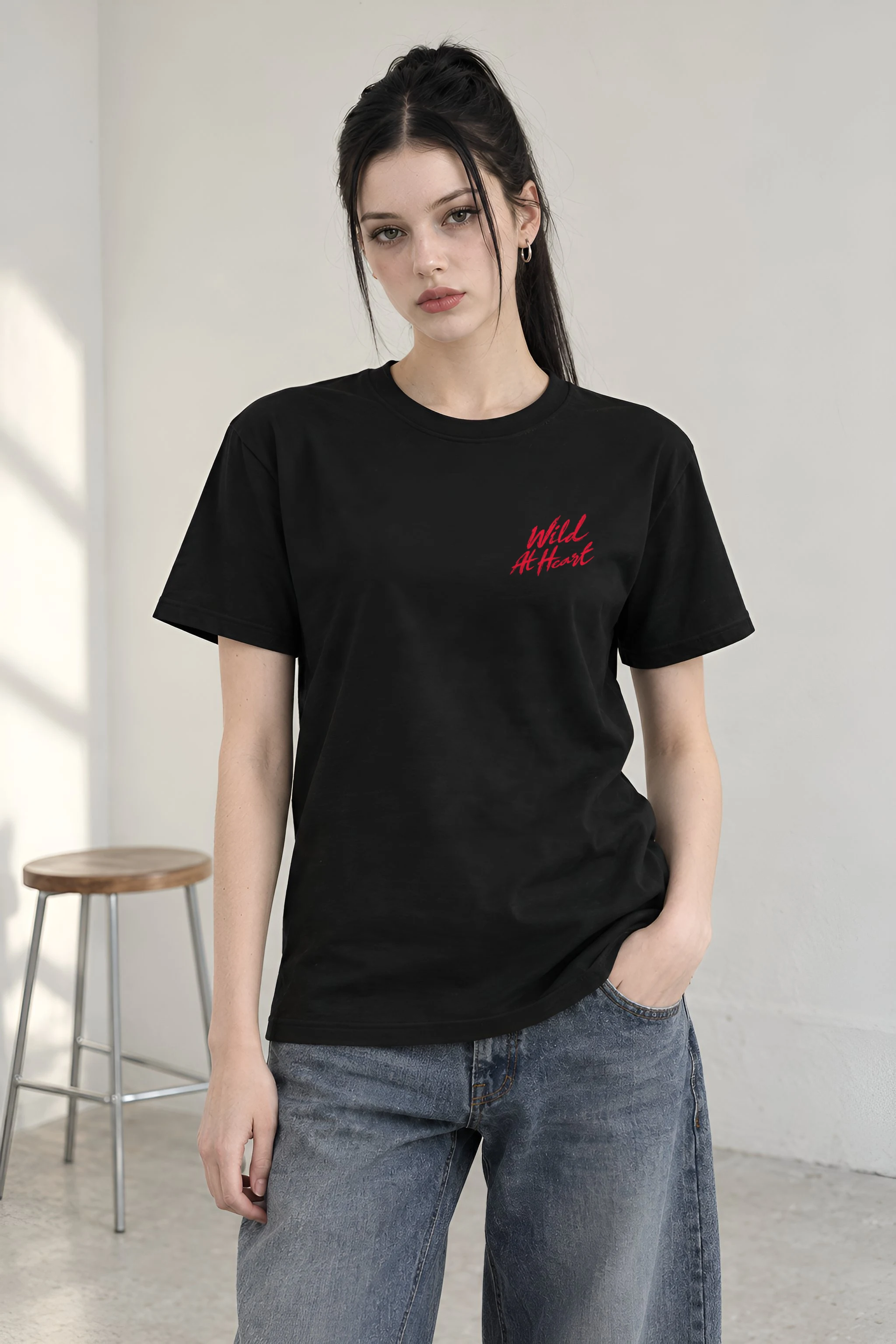 "Scarlet Leopard" Heavyweight Unisex Crewneck T-shirt
