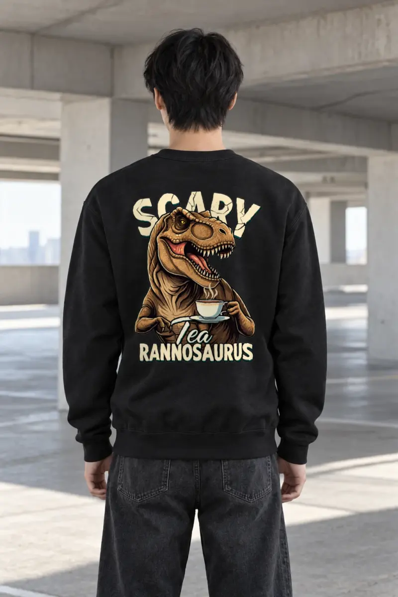 "Scary Tea Rannosaurus" Heavy Blend Unisex Crewneck Sweatshirt | Gildan 18000