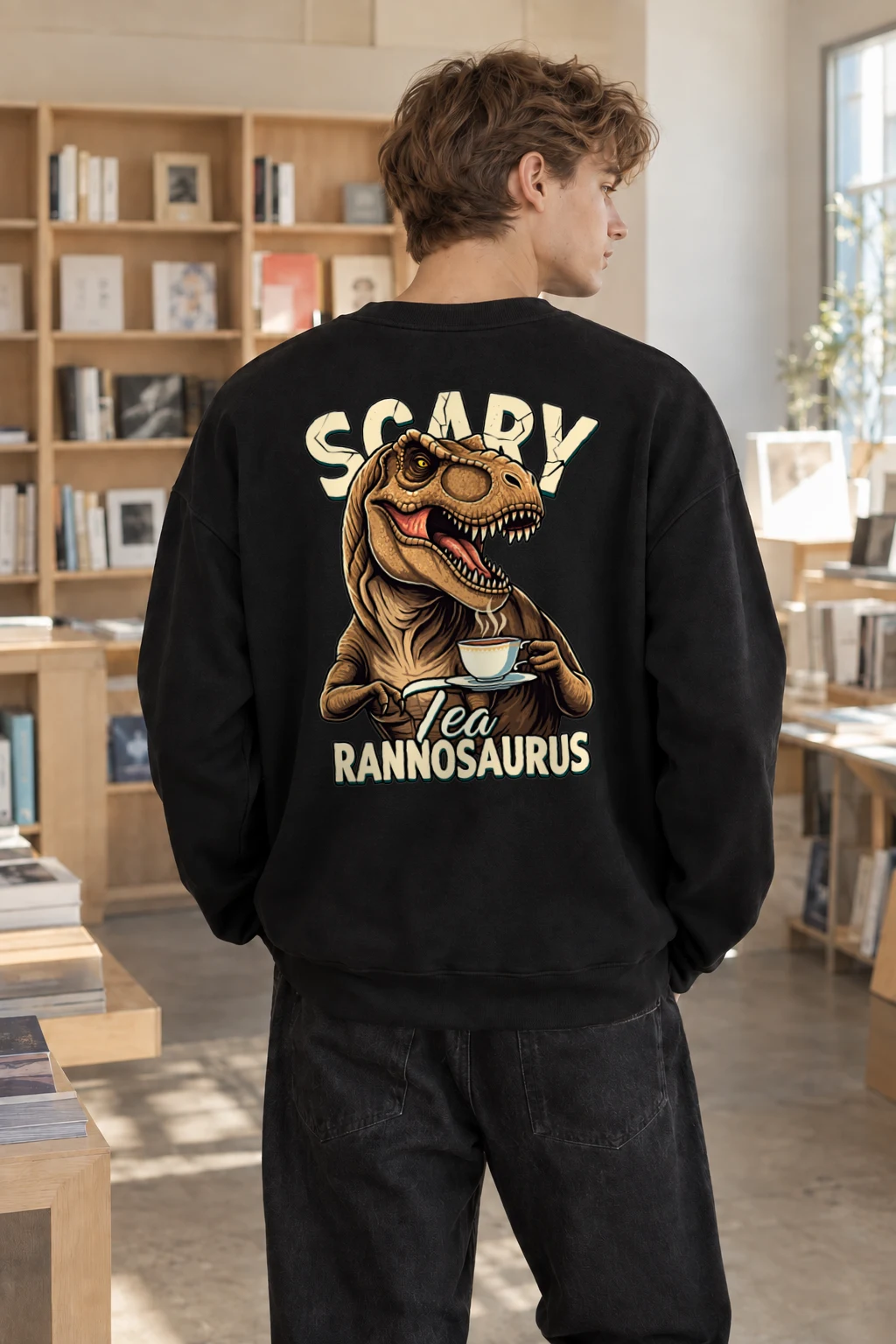 "Scary Tea Rannosaurus" Heavy Blend Unisex Crewneck Sweatshirt | Gildan 18000