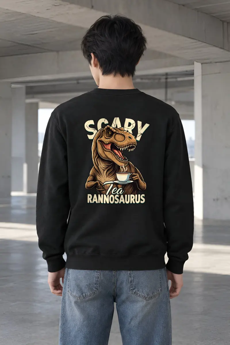 "Scary Tea Rannosaurus" Heavy Blend Unisex Crewneck Sweatshirt