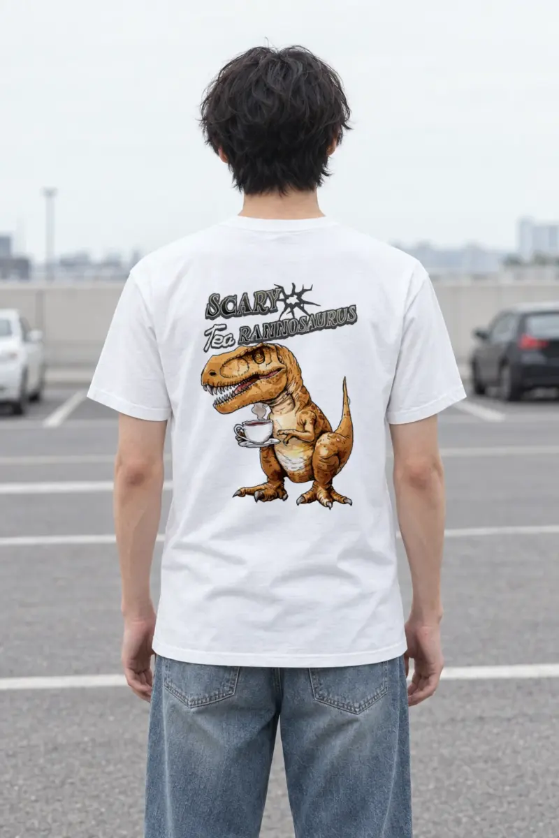 "Scary Tea Rannosaurus" Heavyweight Unisex Crewneck T-shirt