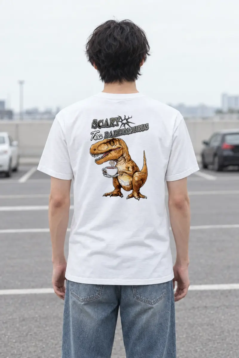 "Scary Tea Rannosaurus" Heavyweight Unisex Crewneck T-shirt