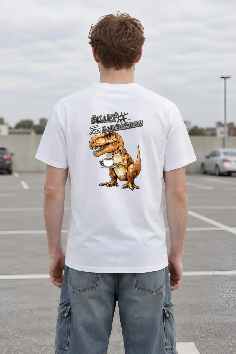 "Scary Tea Rannosaurus" Heavyweight Unisex Crewneck T-shirt