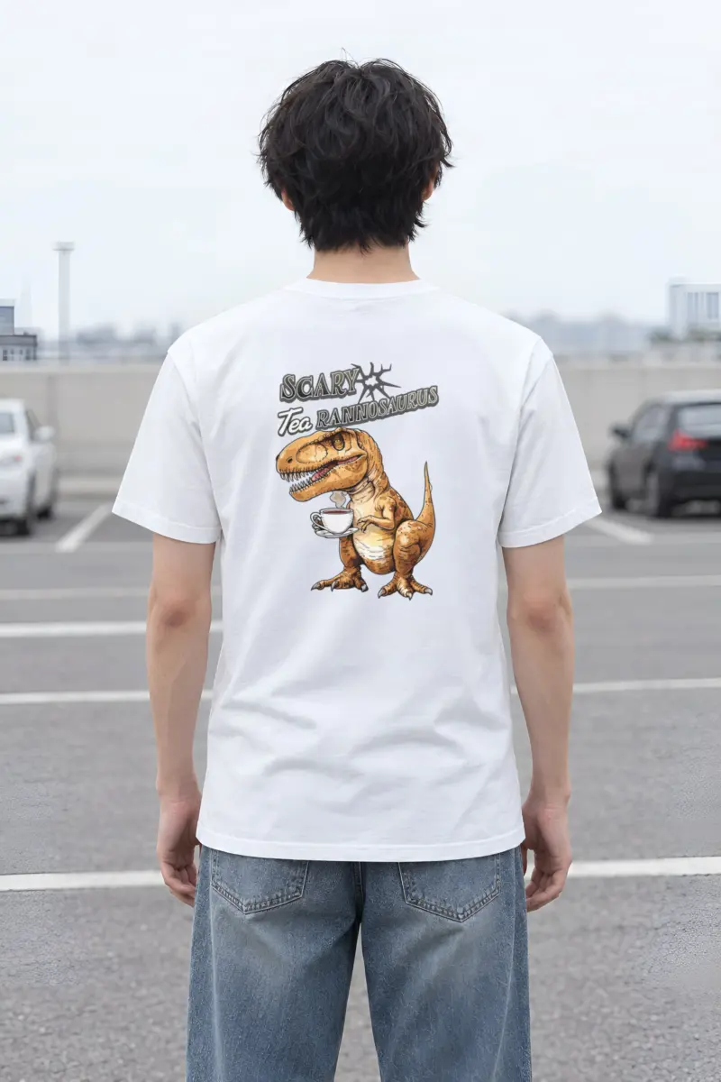 "Scary Tea Rannosaurus" Heavyweight Unisex Crewneck T-shirt